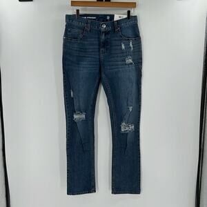 INC International Concepts Slim Straight Jeans - Med Wash Distressed - 30 - NWT